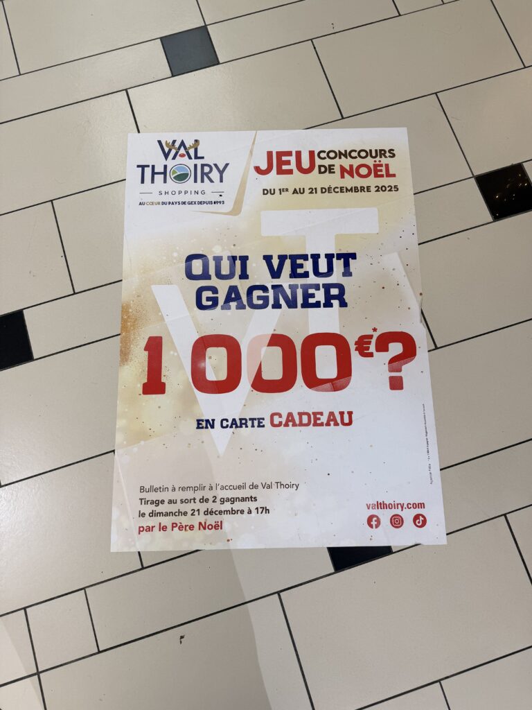 affiche adhésif promotion 1000 euros centre commercial