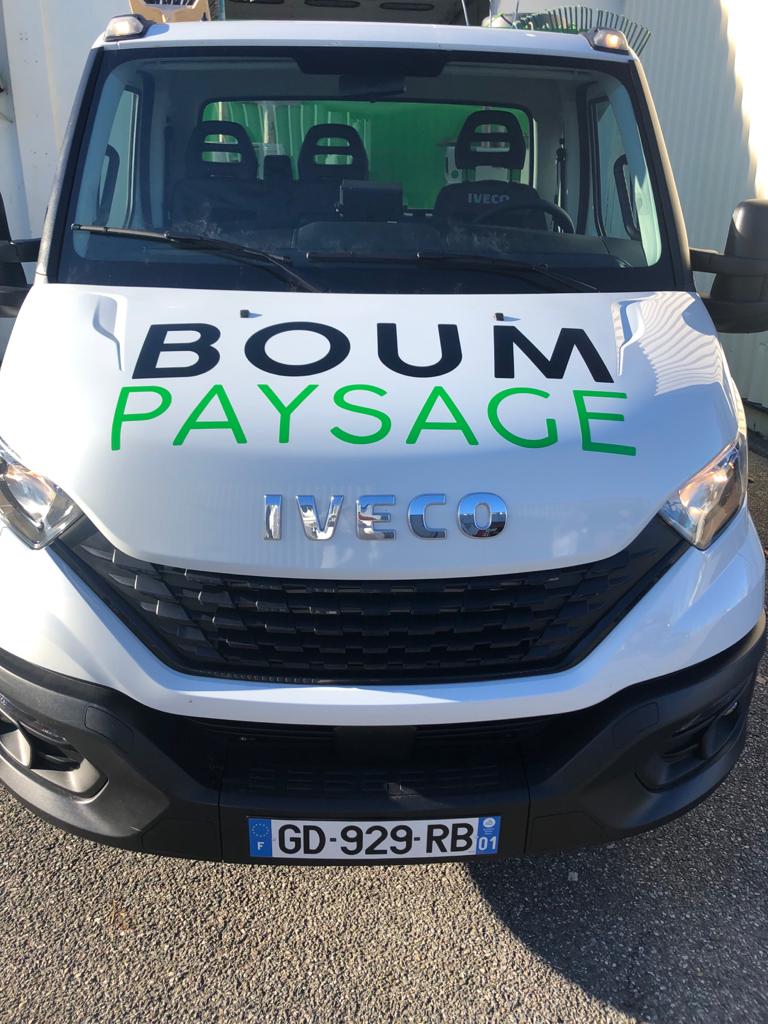 flocage camionnette benne boum paysage