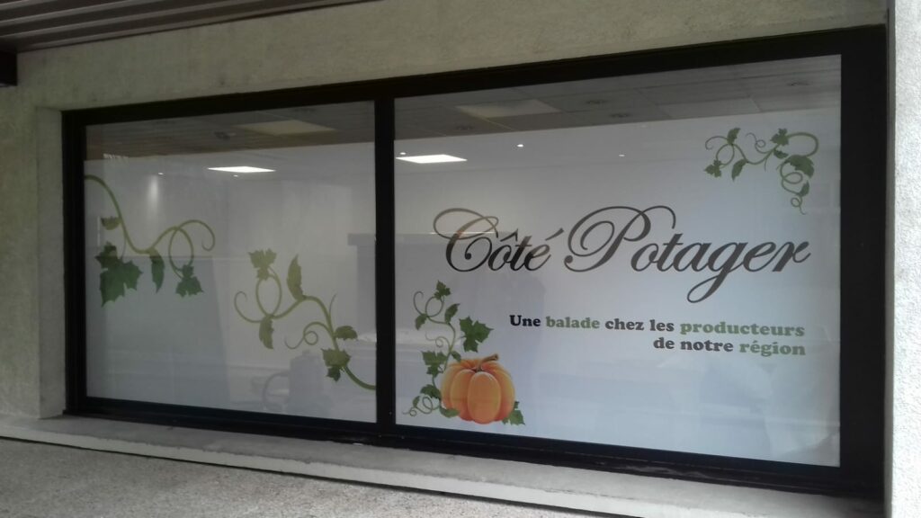 adhésif vitrine occultant commerce alimentaire pays de gex